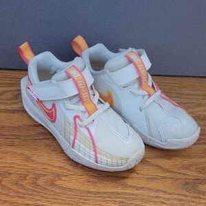 Nike Kids White and Pink Sneakers with Yellow Accents